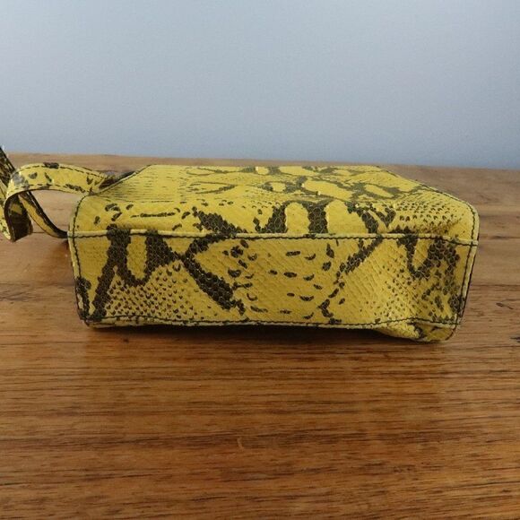 MONDI ACCESSORIES VINTAGE YELLOW SNAKE SKIN PATTERN LEATHER SHOULDER HANDBAG - Picture 5 of 6